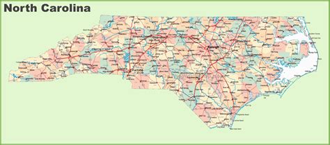 A Map of North Carolina Counties with Cities